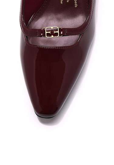 Audrey Comfy Fit Footbed Microfiber Leather Heels In Maroon