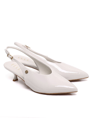 Margaux Comfy Fit Footbed Microfiber Leather Heels In Beige