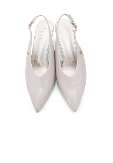 Margaux Comfy Fit Footbed Microfiber Leather Heels In Beige