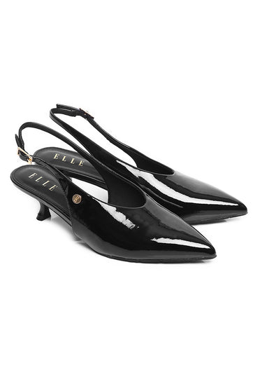 Margaux Comfy Fit Footbed Microfiber Leather Heels In Black