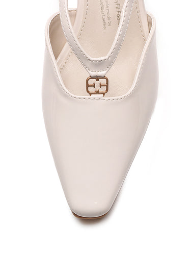 Muse Pointed Comfy Fit Footbed Microfiber Leather Heels In Beige