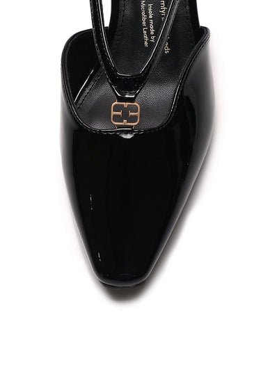 Muse Pointed Comfy Fit Footbed Microfiber Leather Heels In Black