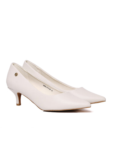 Jolin Comfy Fit Footbed Microfiber Leather Heels In Beige
