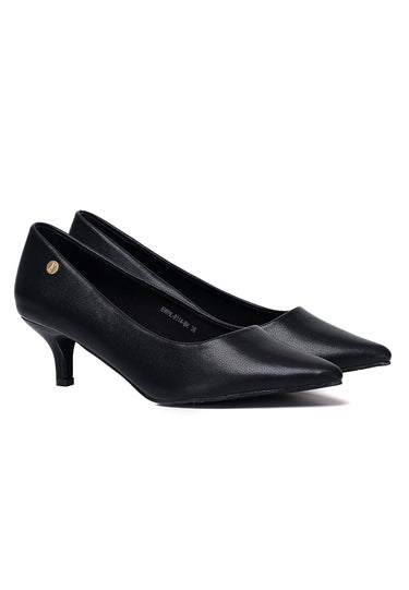 Jolin Comfy Fit Footbed Microfiber Leather Heels In Black