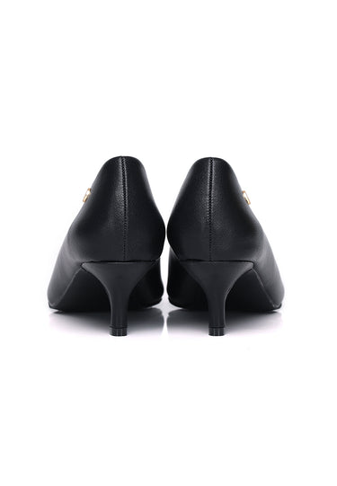 Jolin Comfy Fit Footbed Microfiber Leather Heels In Black