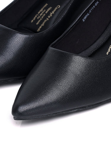 Jolin Comfy Fit Footbed Microfiber Leather Heels In Black