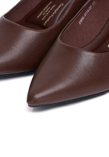 Jolin Comfy Fit Footbed Microfiber Leather Heels In Coffee