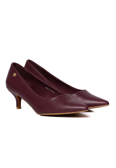 Jolin Comfy Fit Footbed Microfiber Leather Heels In Maroon
