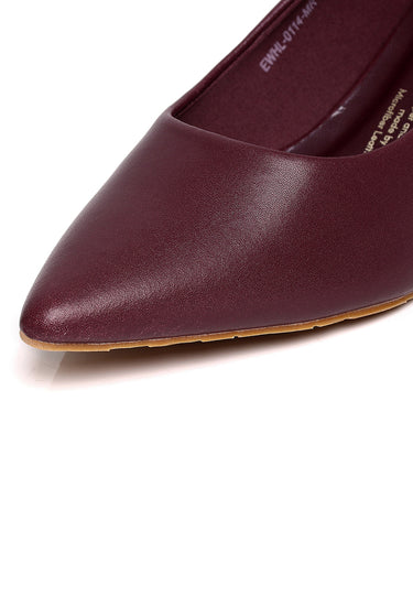 Jolin Comfy Fit Footbed Microfiber Leather Heels In Maroon
