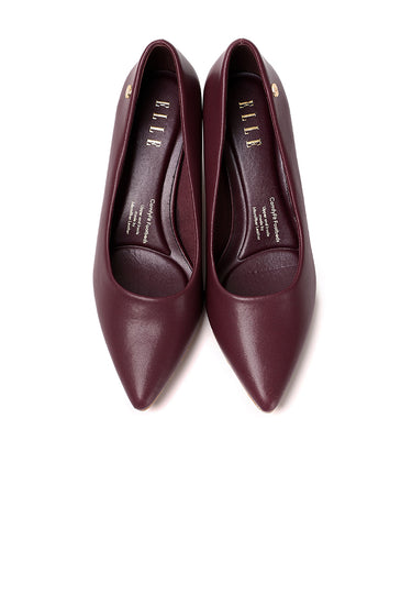 Jolin Comfy Fit Footbed Microfiber Leather Heels In Maroon