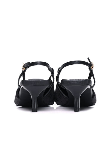 Aura Comfy Fit Footbed Microfiber Leather Heels In Black
