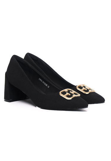 Eve Comfy Fit Footbed Microfiber Leather Heels In Black