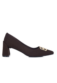 Eve Comfy Fit Footbed Microfiber Leather Heels In Espresso