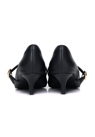 Molly Comfy Fit Footbed Microfiber Leather Heels In Black