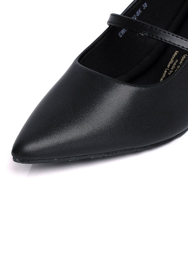 Molly Comfy Fit Footbed Microfiber Leather Heels In Black