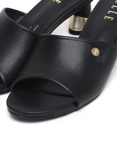 Nancy Comfy Fit Footbed Microfiber Leather Heels In Black