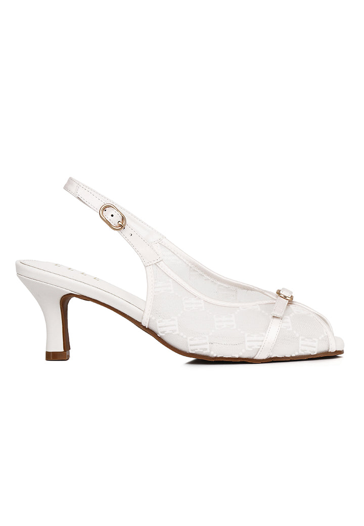 Linda Mesh Comfy Fit Footbed Microfiber Leather Heels In White