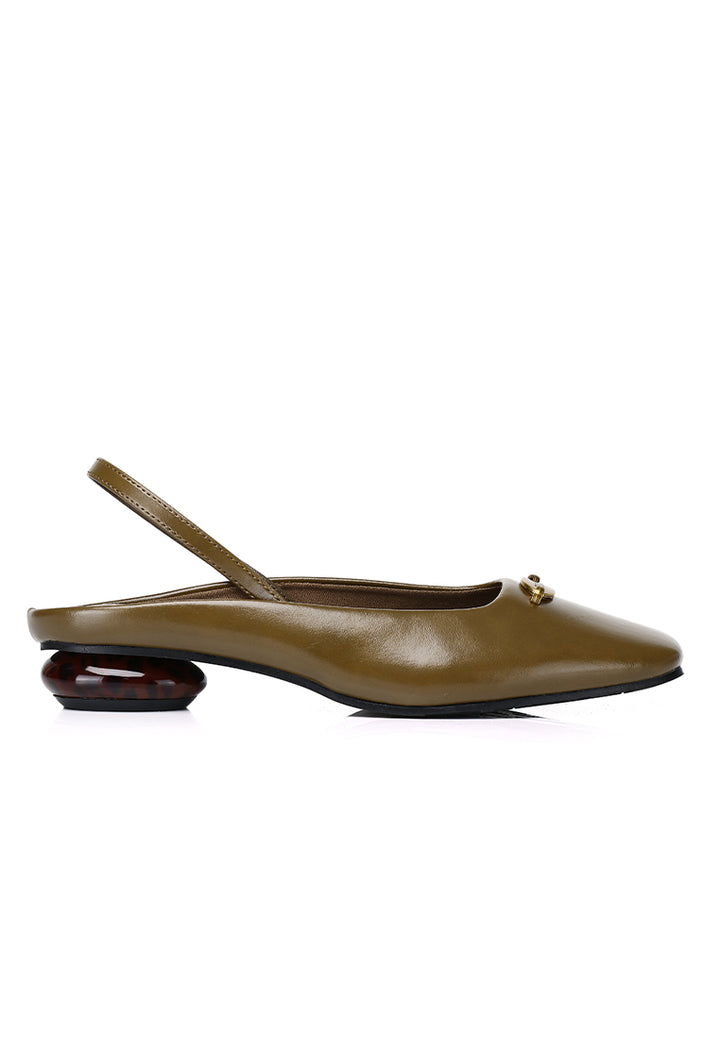 Billie Comfy Fit Footbed Microfiber Leather Heels In Olive