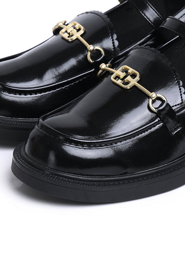 Aceline Comfy Fit Footbed Microfiber Leather Loafers In Black