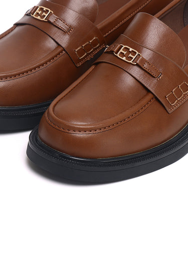 Sabine Comfy Fit Footbed Microfiber Leather Loafers In Brown