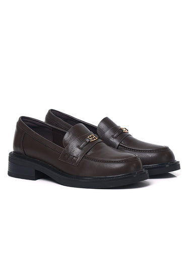 Sabine Comfy Fit Footbed Microfiber Leather Loafers In Coffee