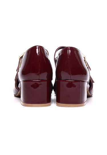 Sheena Patent Comfy Fit Footbed Microfiber Leather Mary Janes In Maroon