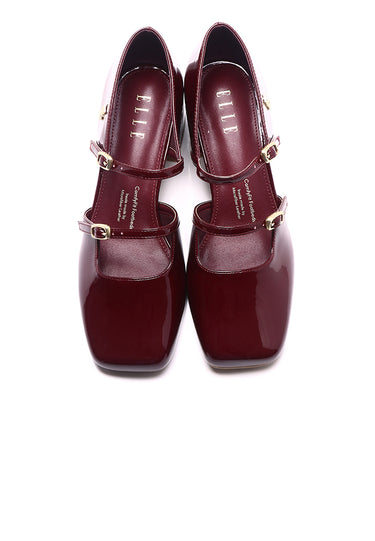 Sheena Patent Comfy Fit Footbed Microfiber Leather Mary Janes In Maroon