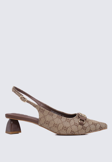 Esme Comfy Fit Footbed Microfiber Leather Pumps In Brown