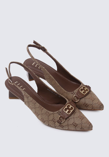 Esme Comfy Fit Footbed Microfiber Leather Pumps In Brown