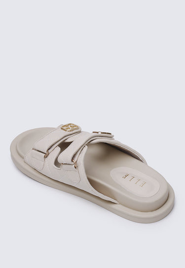 Gisele Comfy Fit Footbed Microfiber Leather Sandals In Almond