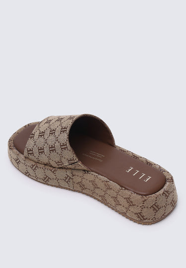 Elea Comfy Fit Footbed Microfiber Leather Sandals In Brown