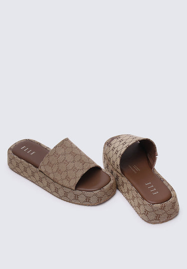 Elea Comfy Fit Footbed Microfiber Leather Sandals In Brown
