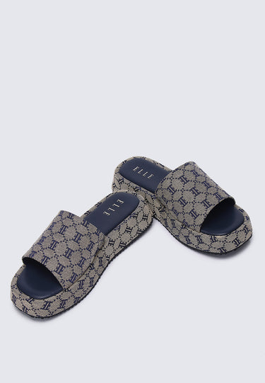 Elea Comfy Fit Footbed Microfiber Leather Sandals In Navy