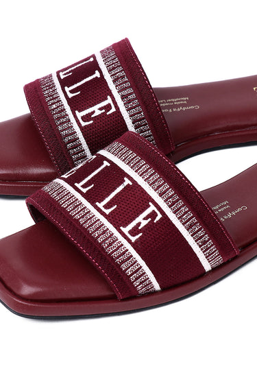 Renee Comfy Fit Footbed Microfiber Leather Sandals In Maroon