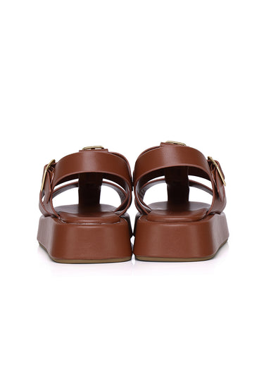 Elise Comfy Fit Footbed Microfiber Leather Sandals In Tan