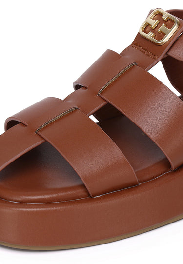 Elise Comfy Fit Footbed Microfiber Leather Sandals In Tan