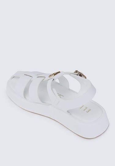 Elise Comfy Fit Footbed Microfiber Leather Sandals In White
