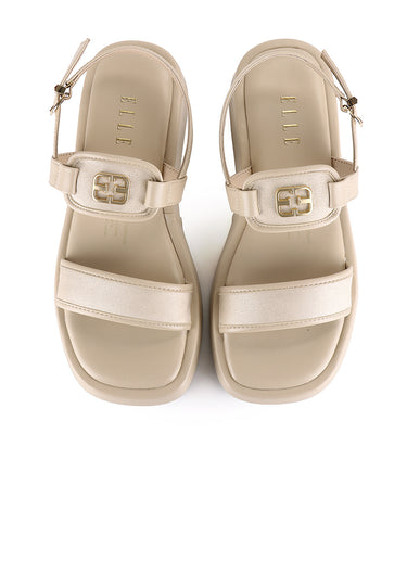 Claudette Comfy Fit Footbed Microfiber Leather Sandals In Khaki