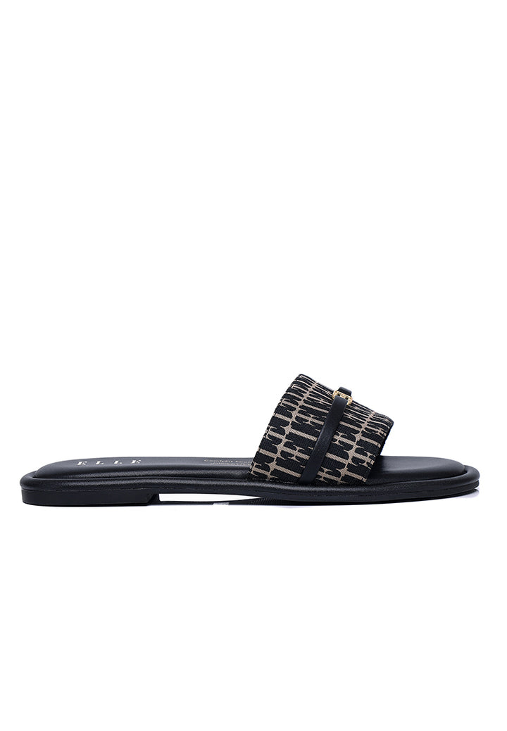 Lucie Comfy Fit Footbed Microfiber Leather Sandals In Black