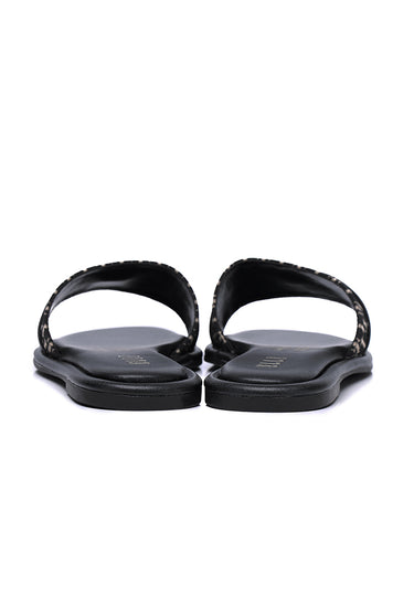 Lucie Comfy Fit Footbed Microfiber Leather Sandals In Black