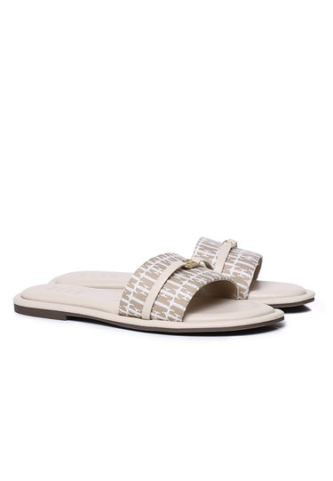 Lucie Comfy Fit Footbed Microfiber Leather Sandals In Tan