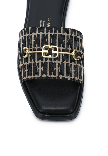 Margot Comfy Fit Footbed Microfiber Leather Sandals In Black