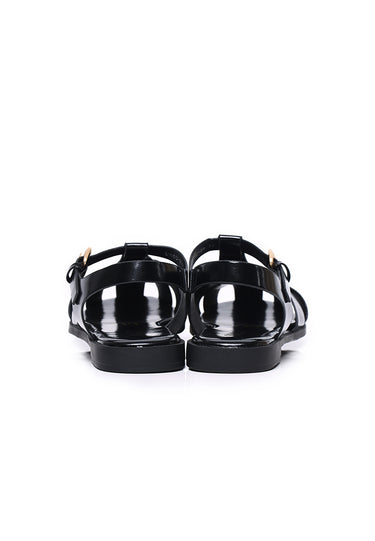 Chantal Comfy Fit Footbed Mircrofiber Leather Sandals In Black