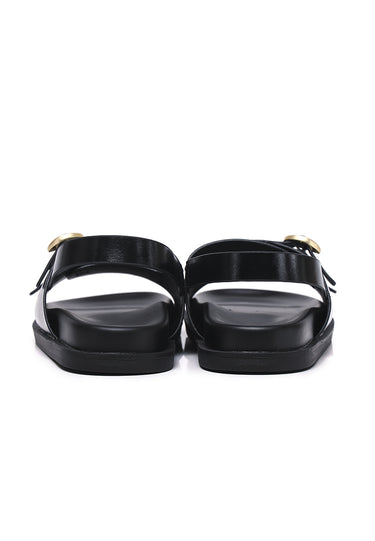 Manon Comfy Fit Footbed Microfiber Leather Sandals In Black