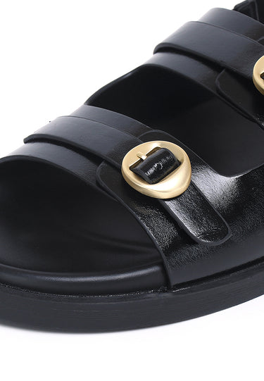 Manon Comfy Fit Footbed Microfiber Leather Sandals In Black