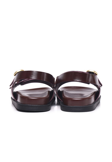 Manon Comfy Fit Footbed Microfiber Leather Sandals In Brown