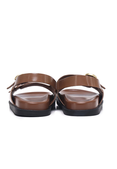 Manon Comfy Fit Footbed Microfiber Leather Sandals In Tan