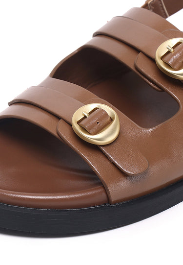 Manon Comfy Fit Footbed Microfiber Leather Sandals In Tan
