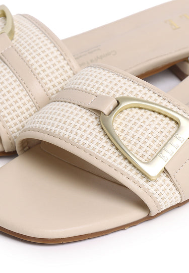 Sonia Comfy Fit Footbed Microfiber Leather Sandals In Beige