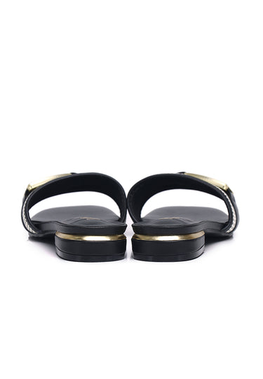 Sonia Comfy Fit Footbed Microfiber Leather Sandals In Black